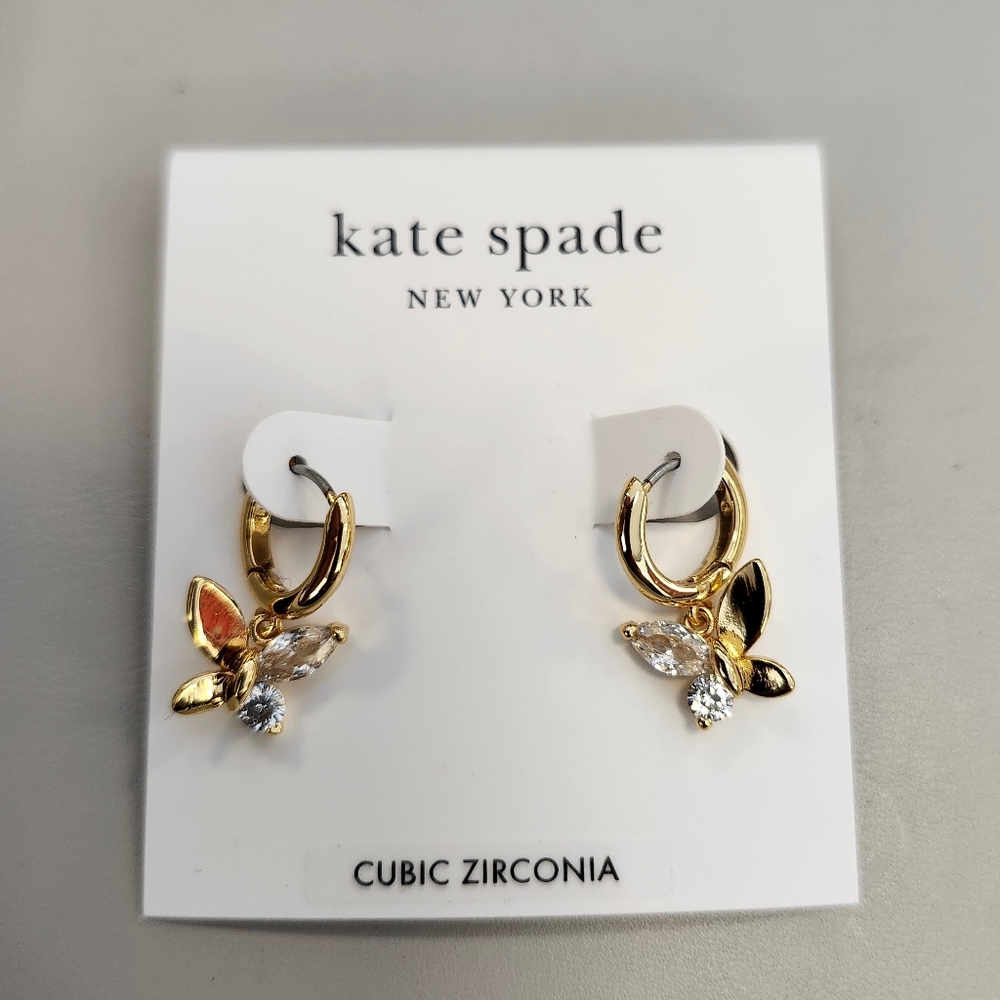 NWT Kate Spade Gold-Tone Social Butterfly Drop Earrings